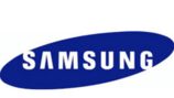 Samsung logo in blue and white