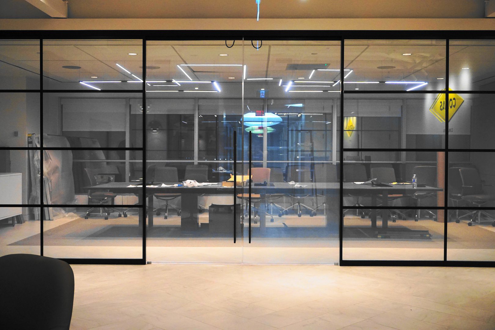 Modern glass-walled conference room