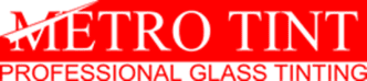 Metro Tint logo on red background