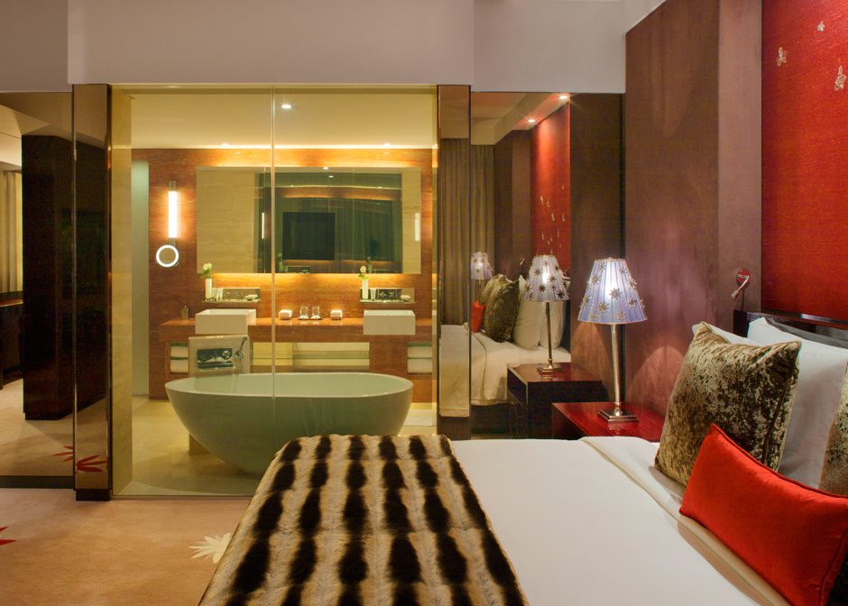 Stylish suite featuring plush bedding