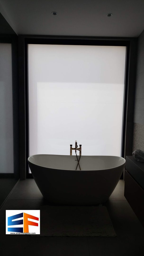 Elegant bathroom with large window