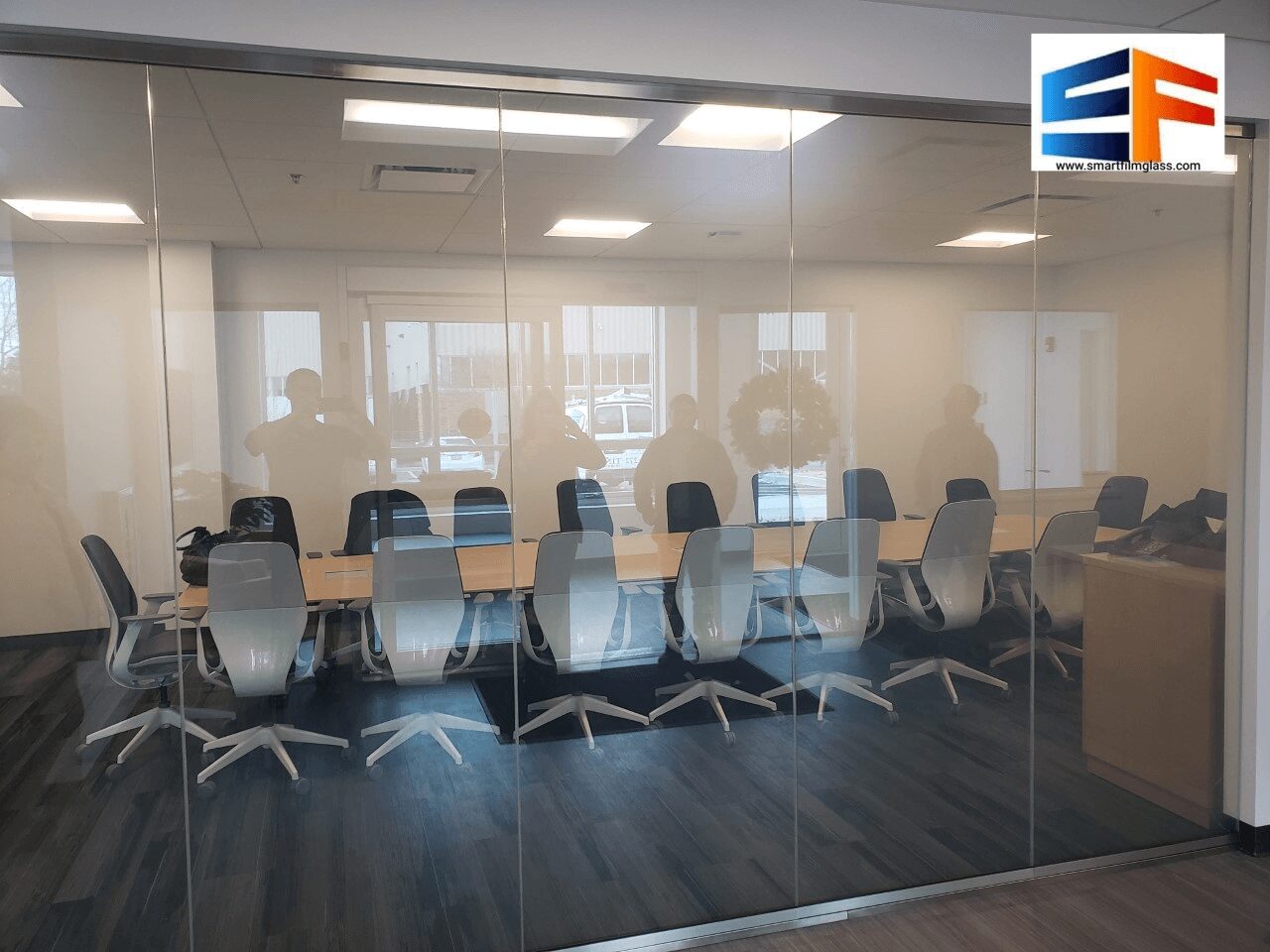 Empty meeting room with chairs