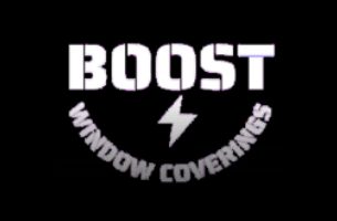Boost Window Coverings logo with lightning bolt